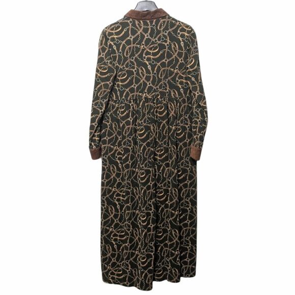 VINTAGE Jones New York Horsebit Chain Print Maxi Dress S - Picture 6 of 8